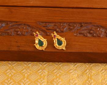 Kerala style gold plated palakka earrings 1
