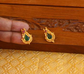 Kerala style gold plated palakka earrings 2