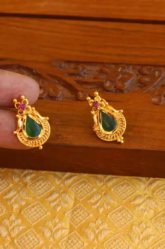 Kerala style gold plated palakka earrings