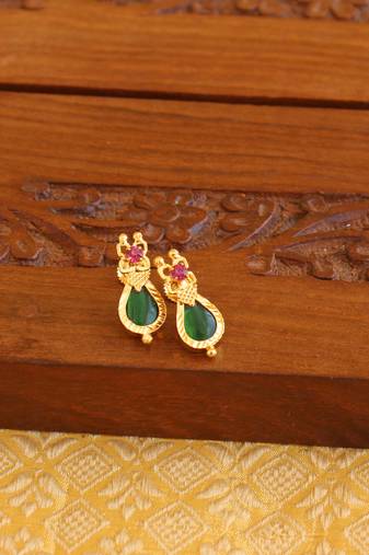 Kerala style gold plated palakka earrings
