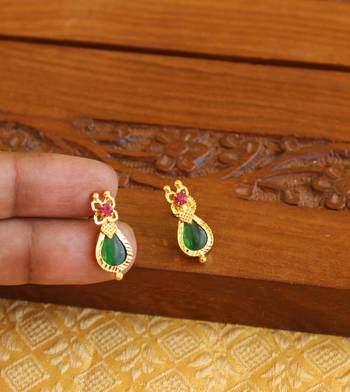 Kerala style gold plated palakka earrings 2