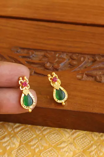Kerala style gold plated palakka earrings
