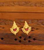 Kerala style gold plated temple palakka earrings