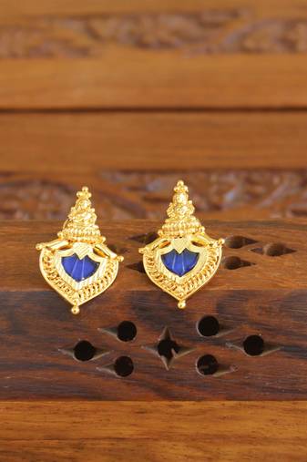 Kerala style gold plated temple palakka earrings