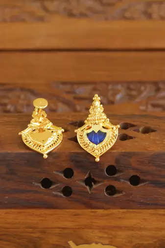 Kerala style gold plated temple palakka earrings