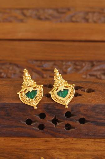 Kerala style gold plated temple palakka earrings