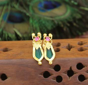 Kerala style gold plated palakka earrings 1