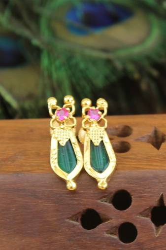 Kerala style gold plated palakka earrings