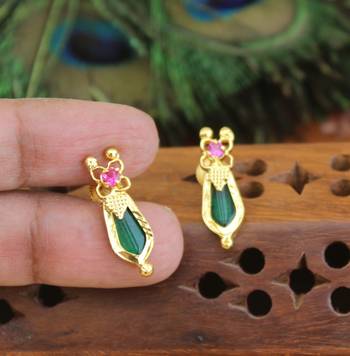 Kerala style gold plated palakka earrings 2