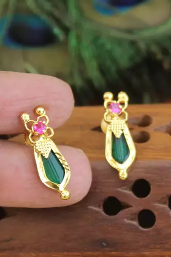 Kerala style gold plated palakka earrings