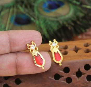 Kerala style gold plated palakka earrings 2