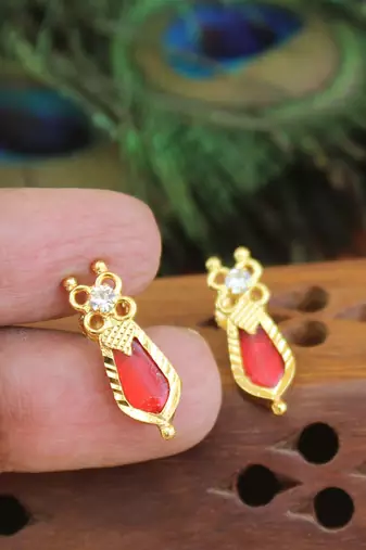 Kerala style gold plated palakka earrings