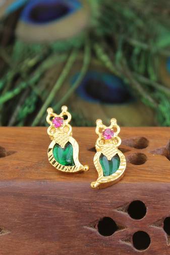 Kerala style gold plated palakka mango earrings