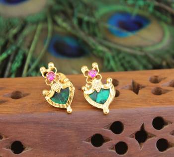 Kerala style gold plated palakka earrings 1