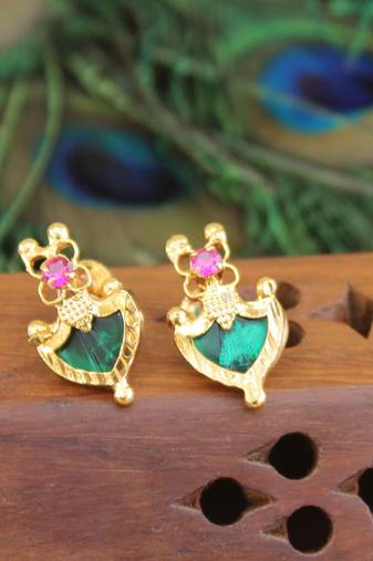 Kerala style gold plated palakka earrings