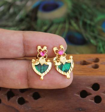 Kerala style gold plated palakka earrings 2