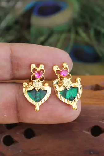 Kerala style gold plated palakka earrings