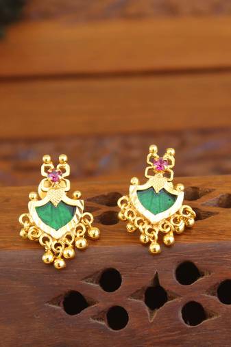 Kerala style gold plated palakka earrings