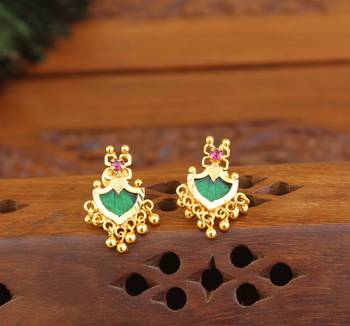 Kerala style gold plated palakka earrings 2