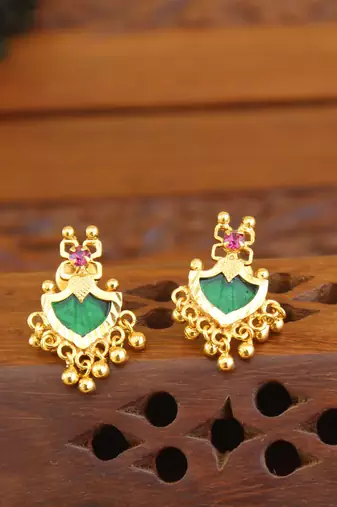 Kerala style gold plated palakka earrings