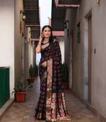 Black Women'S Pure Gharchola Bandhej Dola Silk Blend Saree