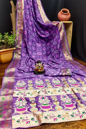 Sky-Blue Women'S Pure Gharchola Bandhej Dola Silk Blend Saree
