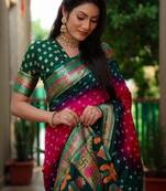 Multi Women'S Pure Gharchola Bandhej Dola Silk Blend Saree