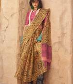 Stunning Mustard Colour Printed Tissue Designer Saree