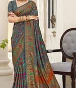 Beautiful Dhola Tesar Velvet Silk With Self Weaving Saree with Tessles