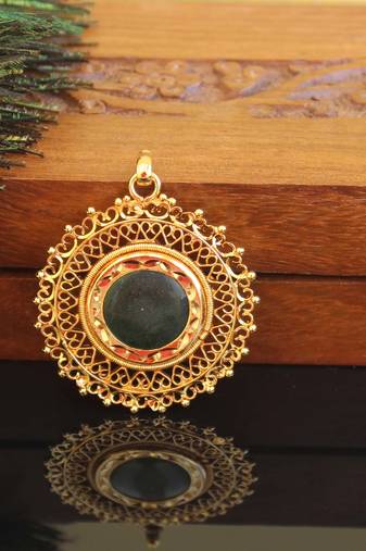 Kerala style gold plated palakka pendant