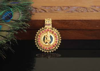 Kerala style gold plated krishna palakka pendant 1