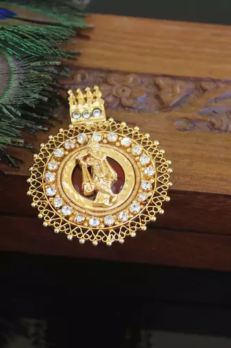 Kerala style gold plated krishna palakka pendant