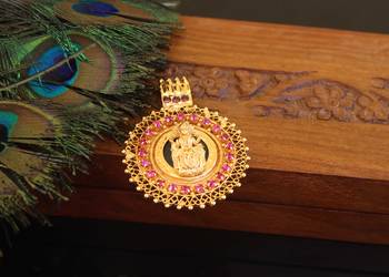 Kerala style gold plated lakshmi palakka pendant 2