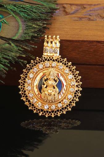 Kerala style gold plated lakshmi palakka pendant