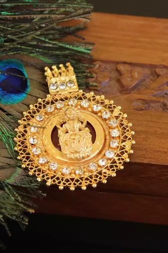 Kerala style gold plated lakshmi palakka pendant