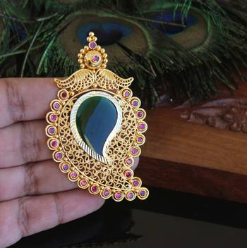 Kerala style gold plated mango pendant 2