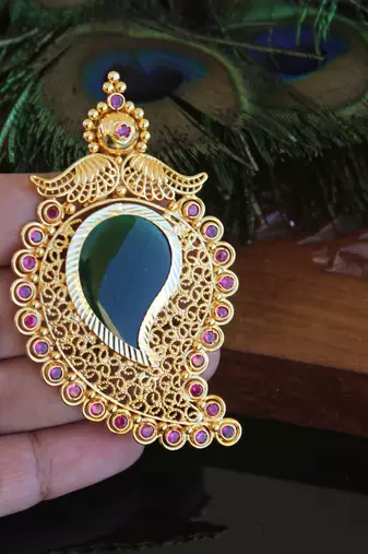 Kerala style gold plated mango pendant