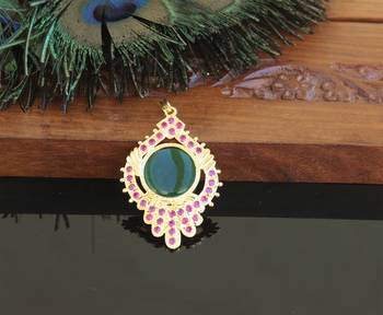 Kerala style gold plated palakka premioum stone pendant 1