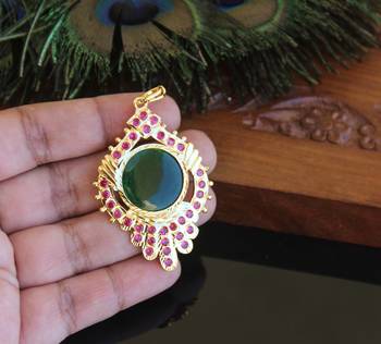 Kerala style gold plated palakka premioum stone pendant 2