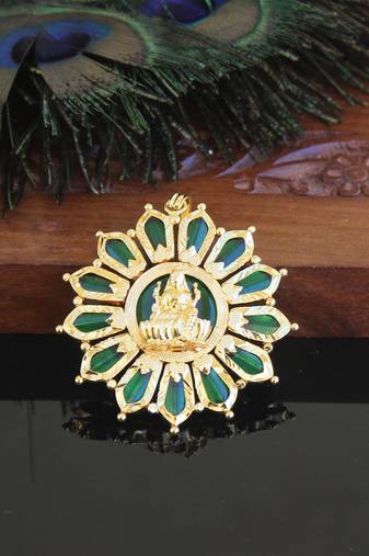 Kerala style gold plated palakka temple pendant