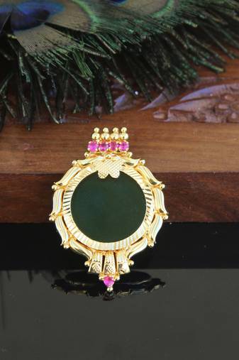 Kerala style gold plated palakka pendant