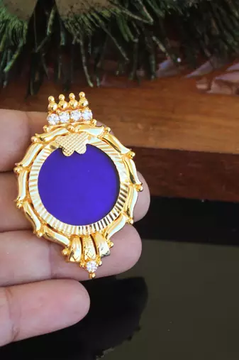 Kerala style gold plated palakka pendant
