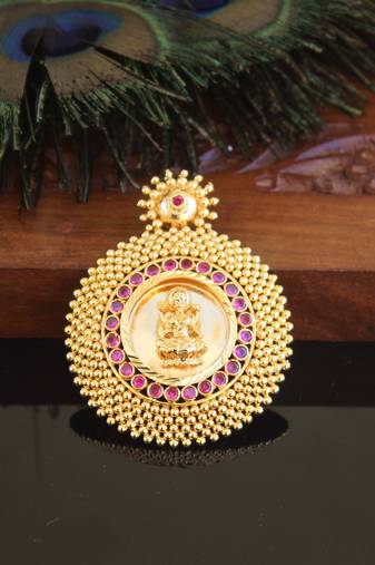 Kerala style gold plated palakka temple pendant