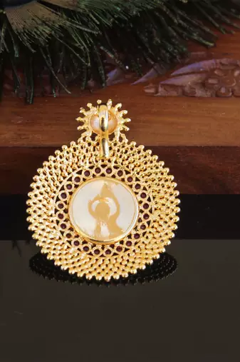 Kerala style gold plated palakka temple pendant