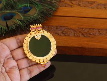 Kerala style gold plated palakka pendant 2