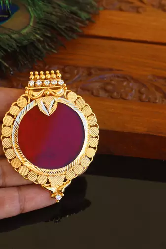 Kerala style gold plated palakka pendant
