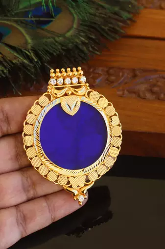 Kerala style gold plated palakka pendant