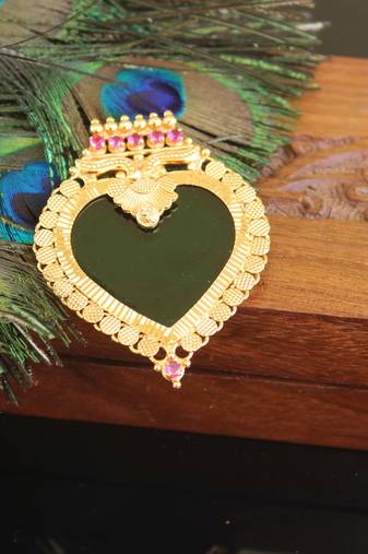 Kerala style gold plated palakka pendant