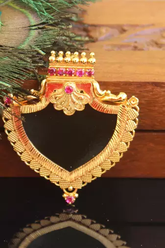 Kerala style gold plated palakka pendant
