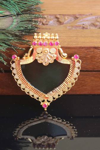 Kerala style gold plated palakka pendant